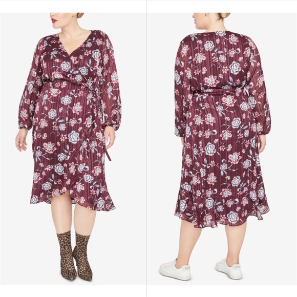 Rachel Rachel Roy Caron Metallic Floral Wrap Dress